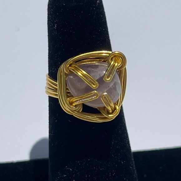 ✨ HANDMADE AMETHYST WIREWRAPPED GENUINE GEMSTONE CHUNKY RING ✨ - Picture 3 of 5